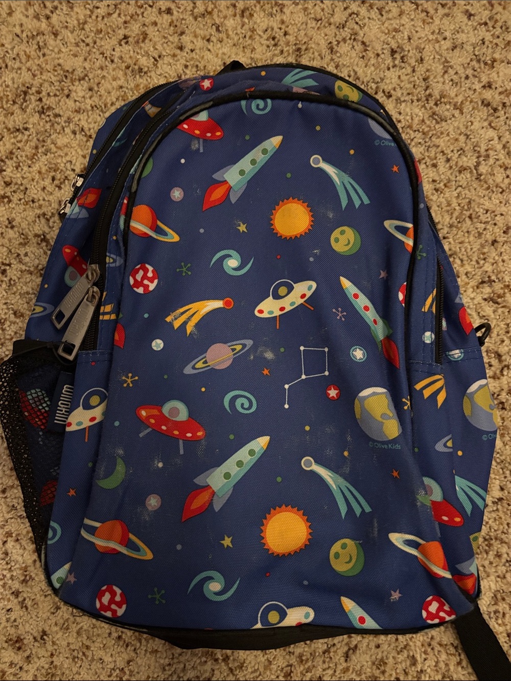 Wildkin Kids Space Print Backpack - Blue Rocket & Planet Design
